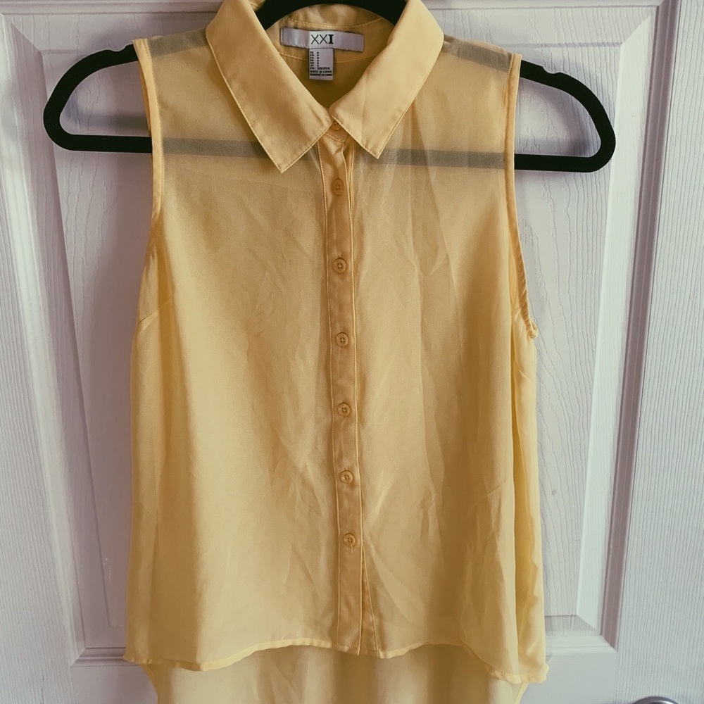 Sheer yellow button up